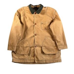L.L. Bean Tan Canvas Field Jacket with Dark Green Corduroy Collar